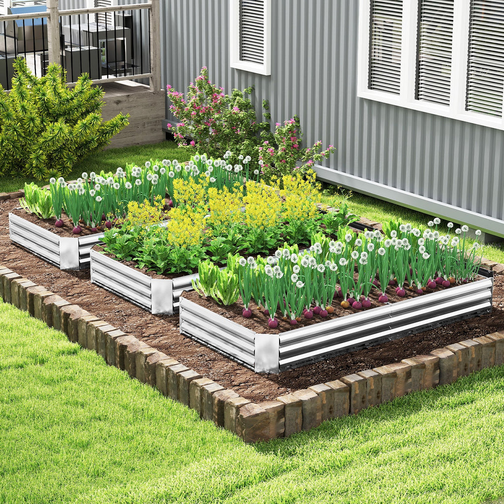 8x4 Metal Galvanized Raised Garden Bed with Open-Ended Base