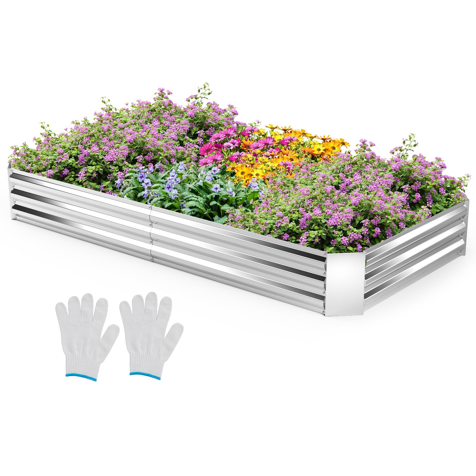 8x4 Metal Galvanized Raised Garden Bed with Open-Ended Base