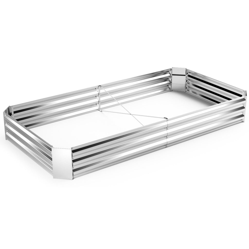 8x4 Metal Galvanized Raised Garden Bed with Open-Ended Base