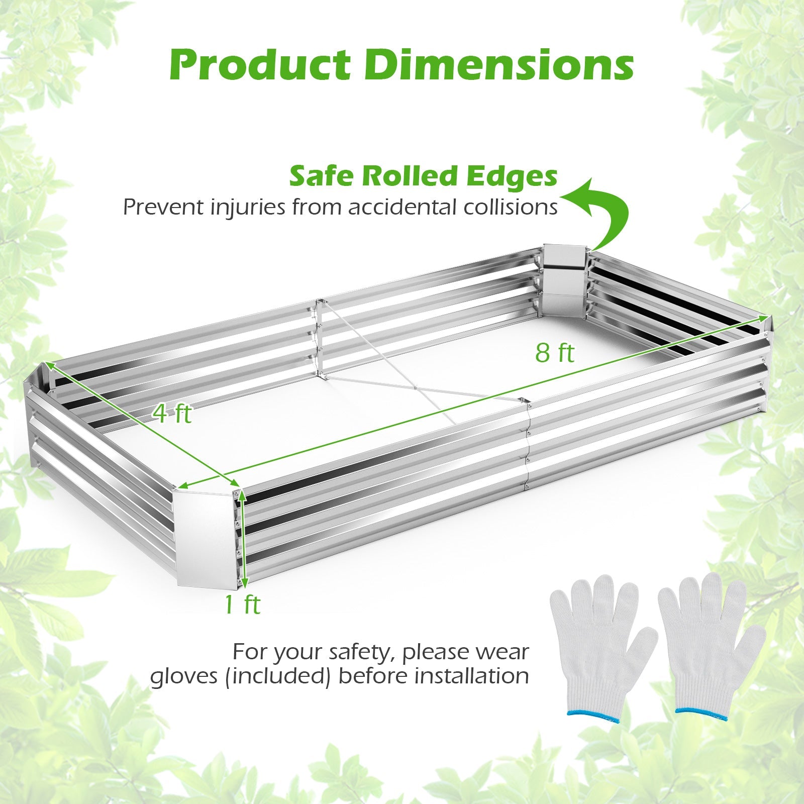 8x4 Metal Galvanized Raised Garden Bed with Open-Ended Base