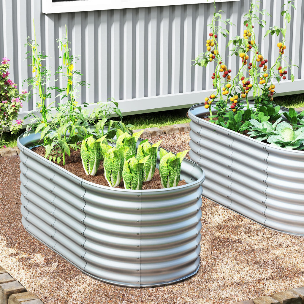 5x3x2 Metal Oval Raised Garden Bed with Open Bottom Design