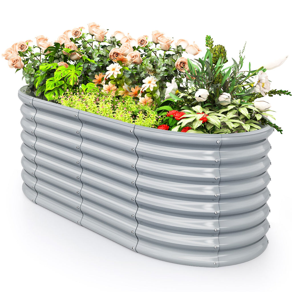 5x3x2 Metal Oval Raised Garden Bed with Open Bottom Design