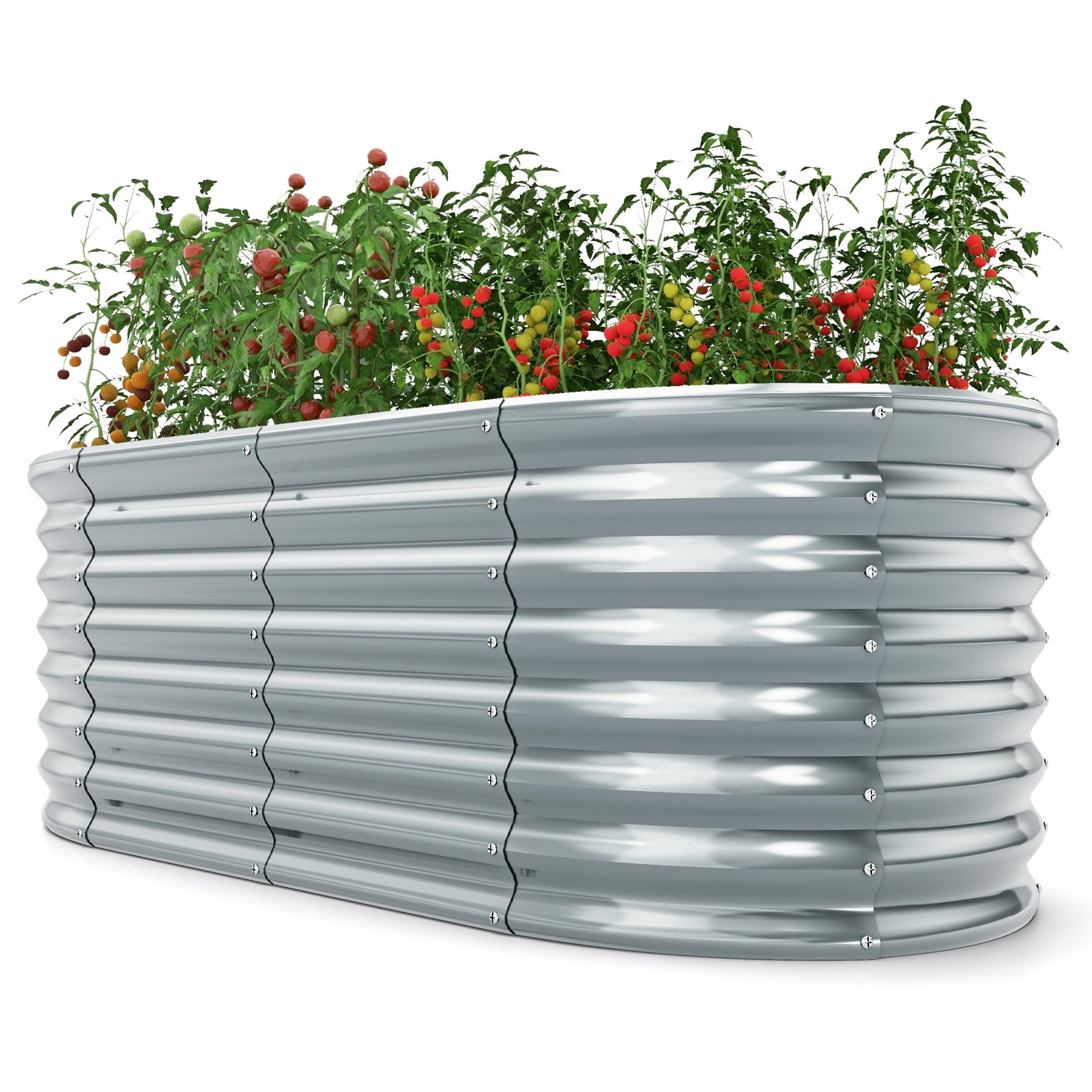 5x3x2 Metal Oval Raised Garden Bed with Open Bottom Design