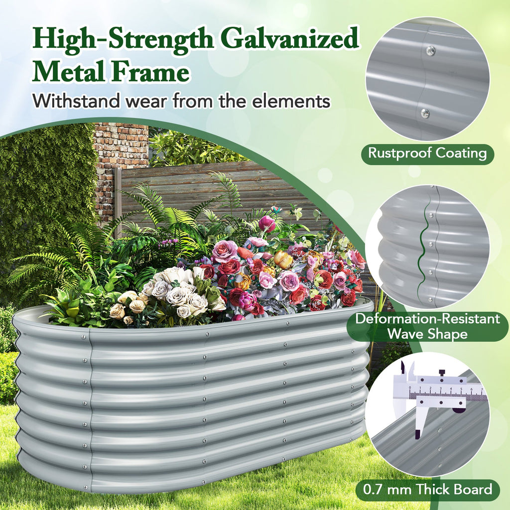 5x3x2 Metal Oval Raised Garden Bed with Open Bottom Design