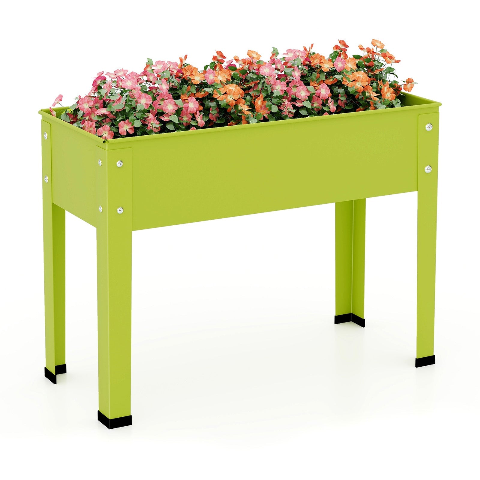 24x11x18 Green Metal Raised Garden Bed with Legs and Drainage Hole