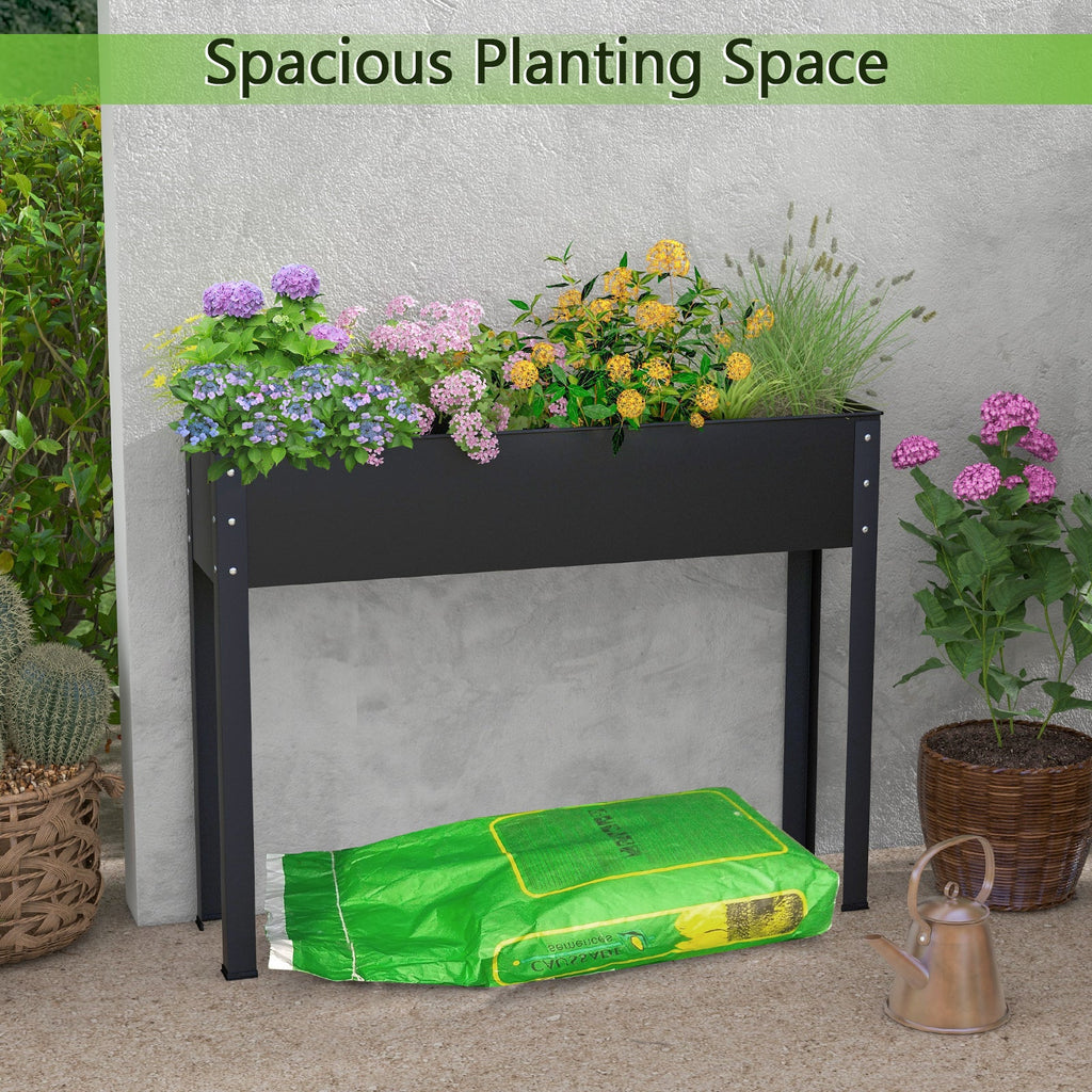 40x11x31.5 Metal Raised Garden Bed with Legs and Drainage Hole