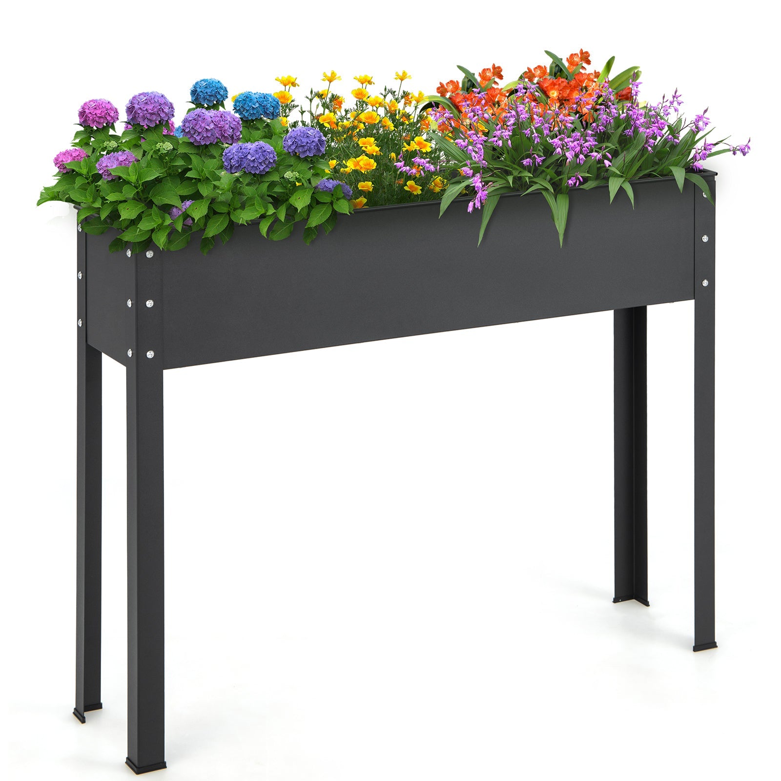 40x11x31.5 Metal Raised Garden Bed with Legs and Drainage Hole
