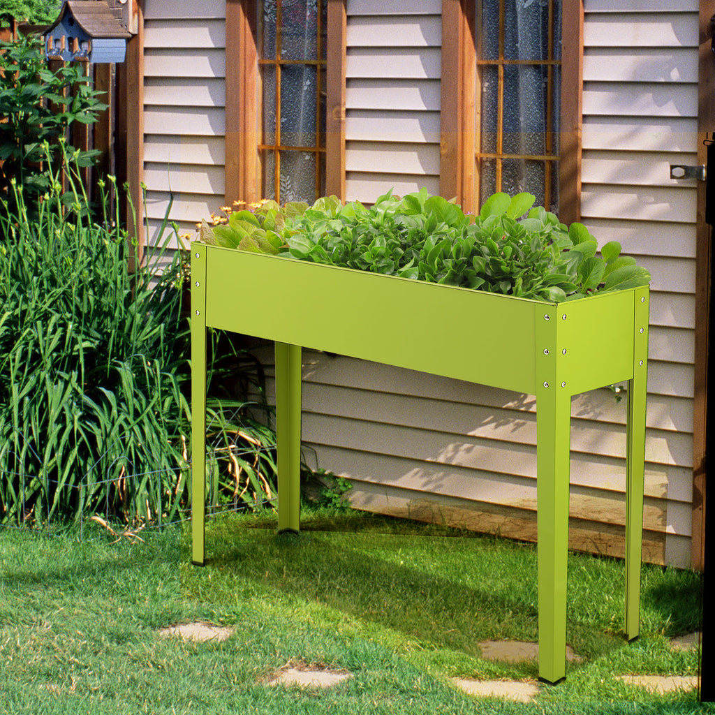 40x11x31.5 Green Metal Raised Garden Bed with Legs and Drainage Hole