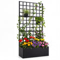 Metal Raised Garden Bed with Trellis and Drainage Holes for Climbing Plants