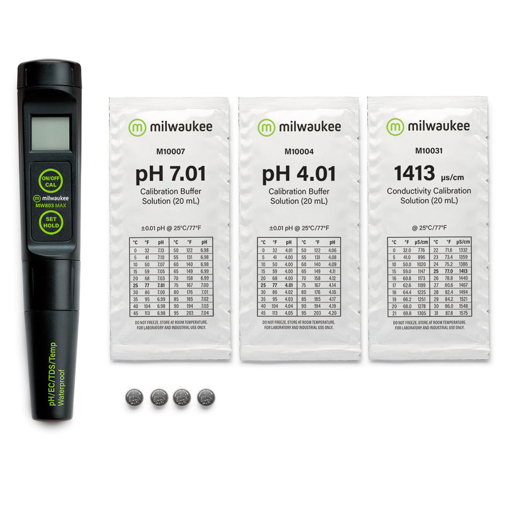 Milwaukee MW803 MAX Waterproof 4-in-1 pH/EC/TDS/Temp Tester – Low Range