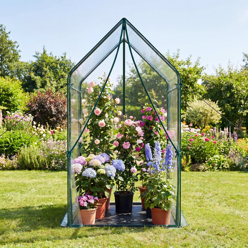 Mini Greenhouse with Metal Frame and Waterproof Cover