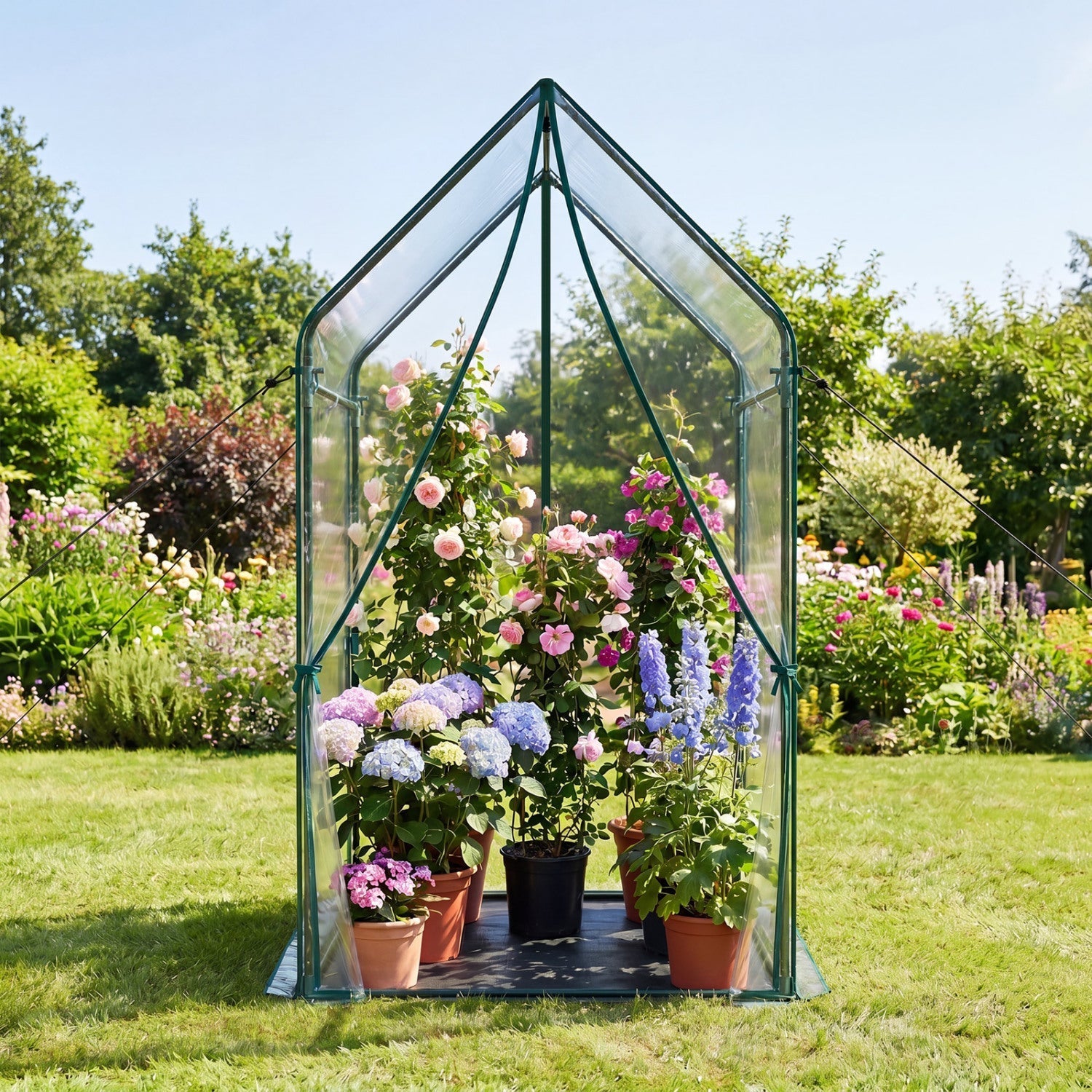 Mini Greenhouse with Metal Frame and Waterproof Cover