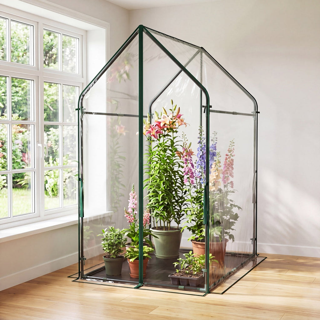 Mini Greenhouse with Metal Frame and Waterproof Cover