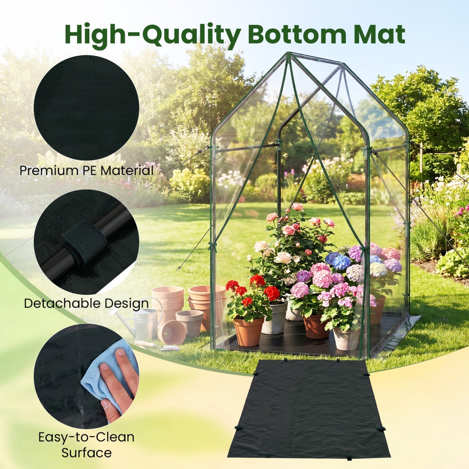 Mini Greenhouse with Metal Frame and Waterproof Cover