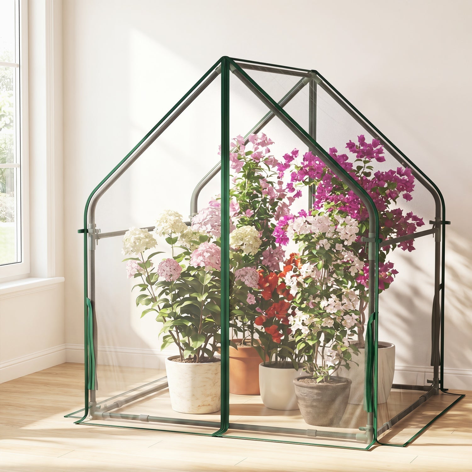 Mini Greenhouse with Metal Frame and Waterproof Cover