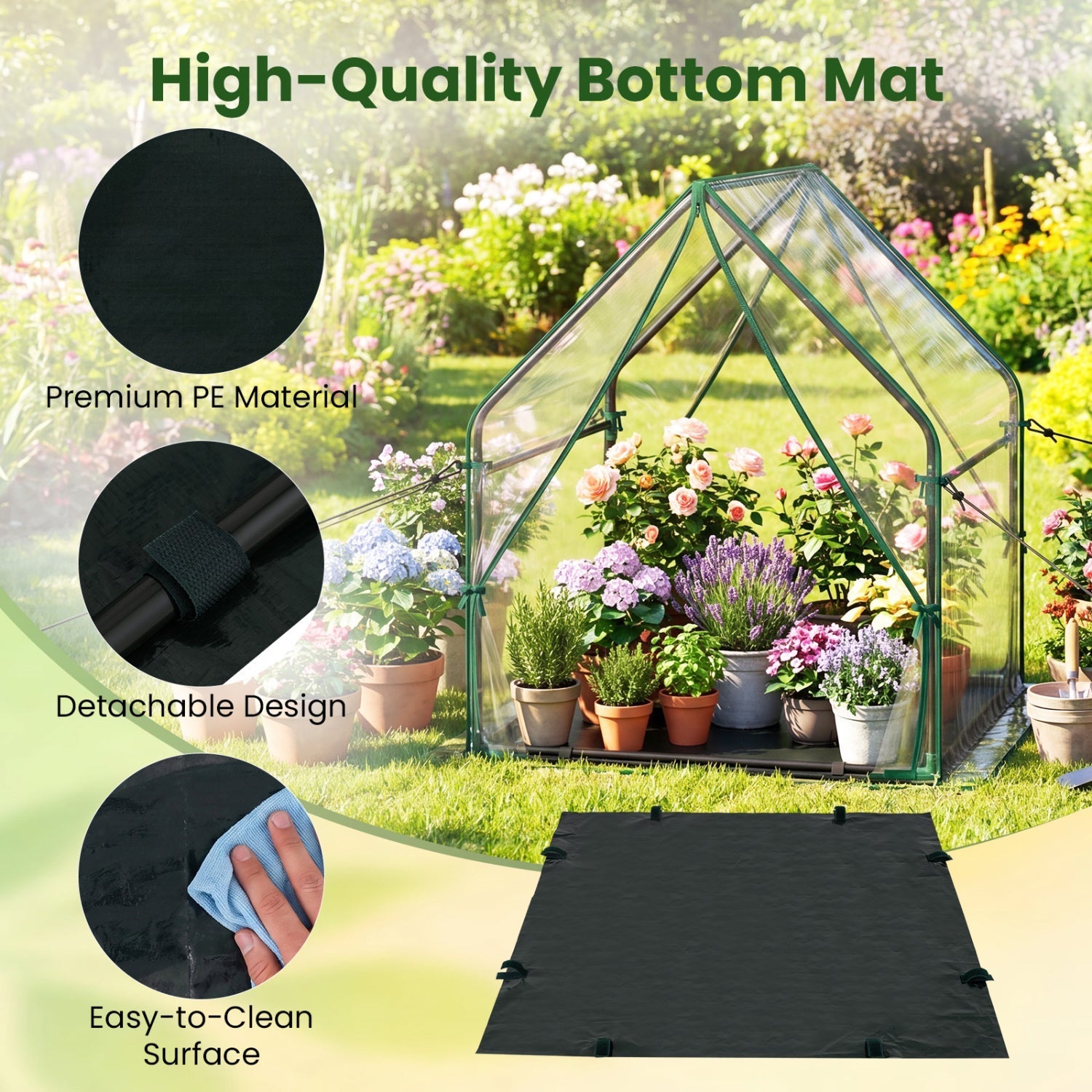 Mini Greenhouse with Metal Frame and Waterproof Cover