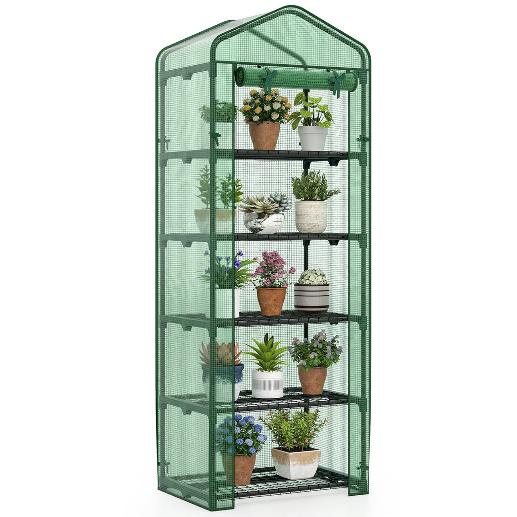 Mini Greenhouse Portable Plant Grow House with 5 Tier Shelves