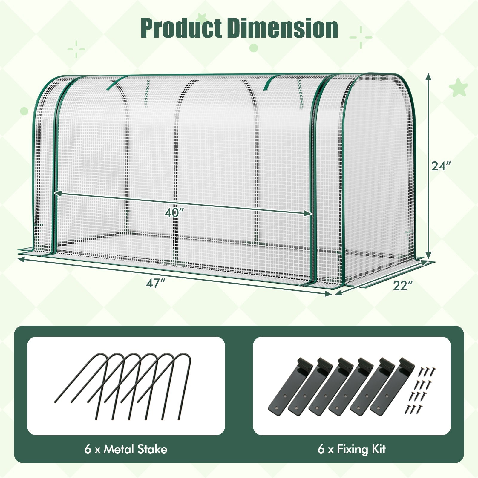 Mini Tunnel Greenhouse with Roll-up Zipper Door