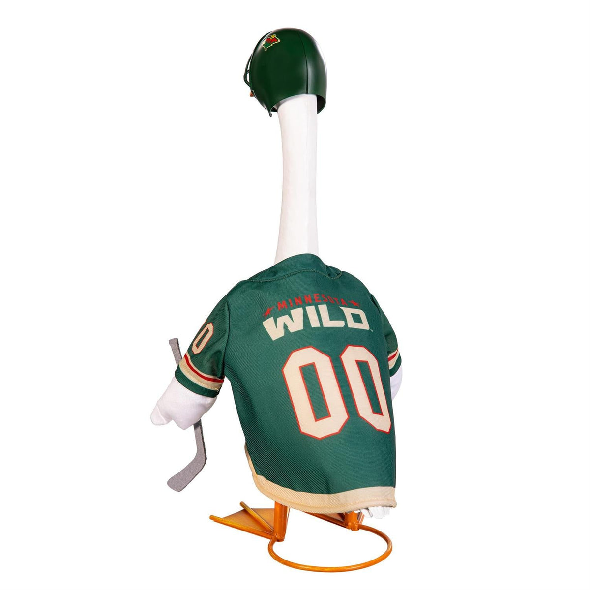 Minnesota Wild Porch Goose Outfit with Helmet and Hockey Stick for 21-Inch Goose