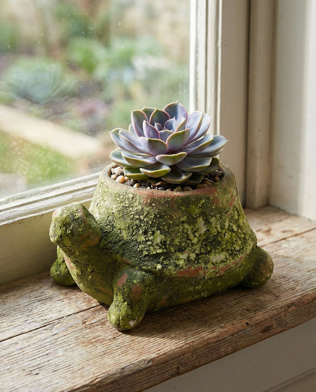 Mossy Terracotta Turtle Planter