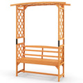 6.5 FT Tall Patio Garden Arbor with Pergola and 2-Seat Bench for Garden Backyard Decoration-Yellow