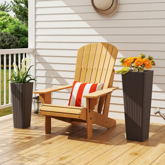 Rattan Tall Planter Set of 2 Outdoor Large Tapered Planters with Removable Inner Trays-Black
