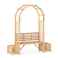 Garden Bench Arbor Arch Wooden Garden Arbor for Climbing Plants-Natural