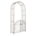 Heavy-Duty Metal Garden Arch with Gate and Safety Latch-Bronze