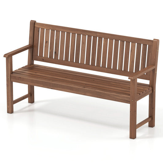 3-Seater Outdoor Wooden Bench 59 inch Large Garden Bench with Backrest-Yellow