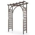 Flat Top Garden Arch Trellis 85" Tall Wood for Climbing Plants and Wedding-Brown