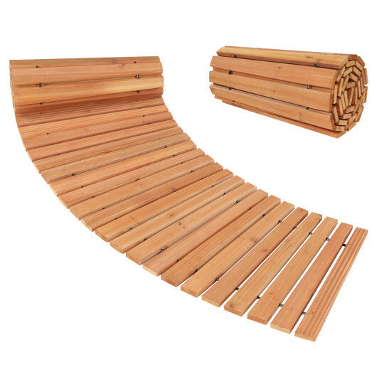 7 FT Wooden Garden Pathway with Anti-slip Surface for Gardens Patios-Natural