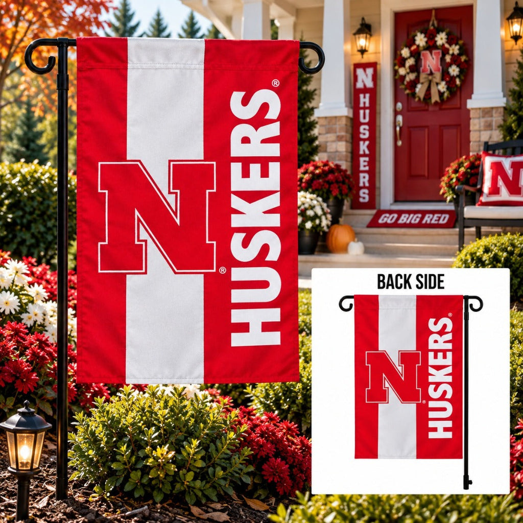 Nebraska Huskers 2 Sided Embellished Garden Flag