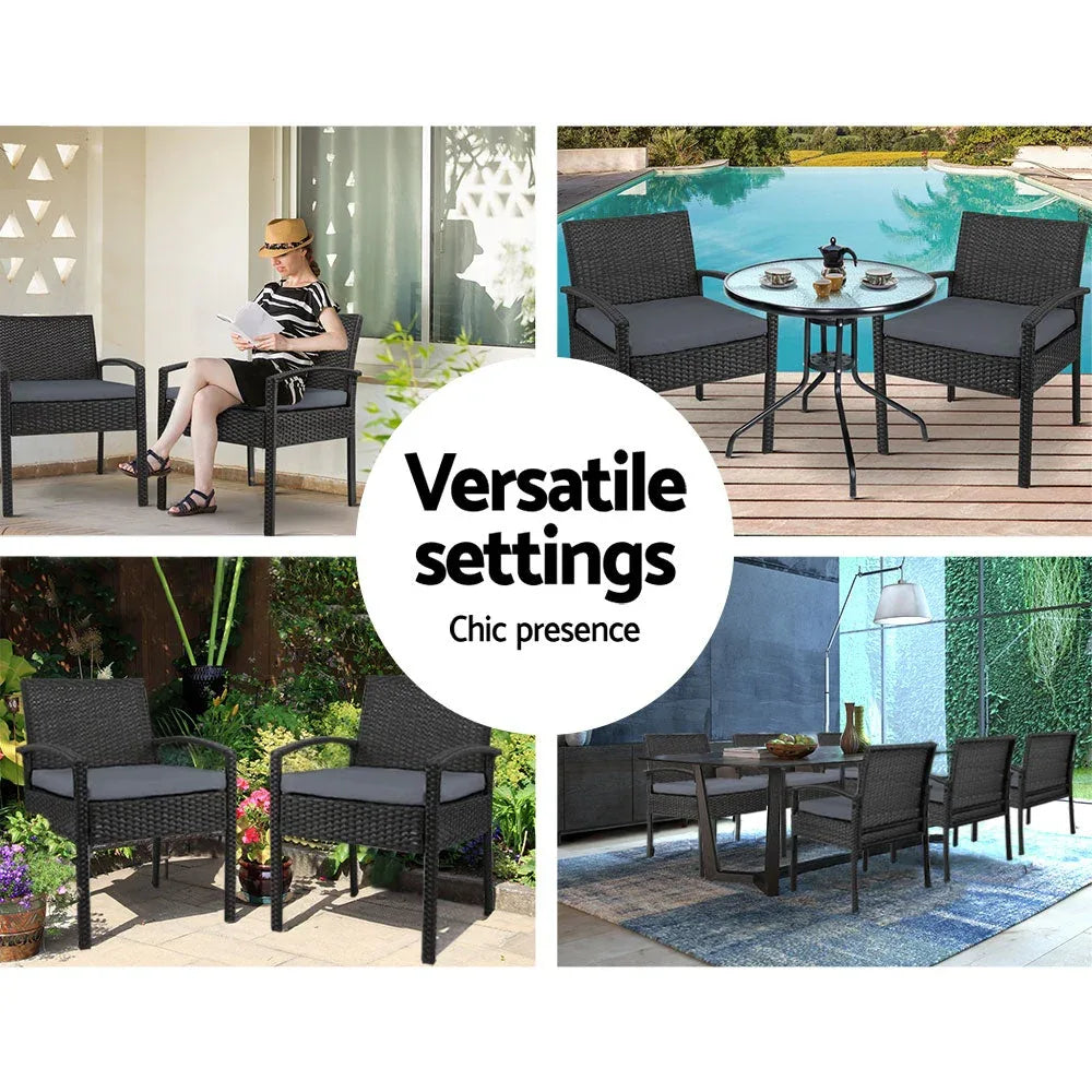 Set of 2 Outdoor Dining Chairs Wicker Chair Patio Garden Furniture