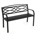 Garden Bench with Curved Armrests and Backrest-Black