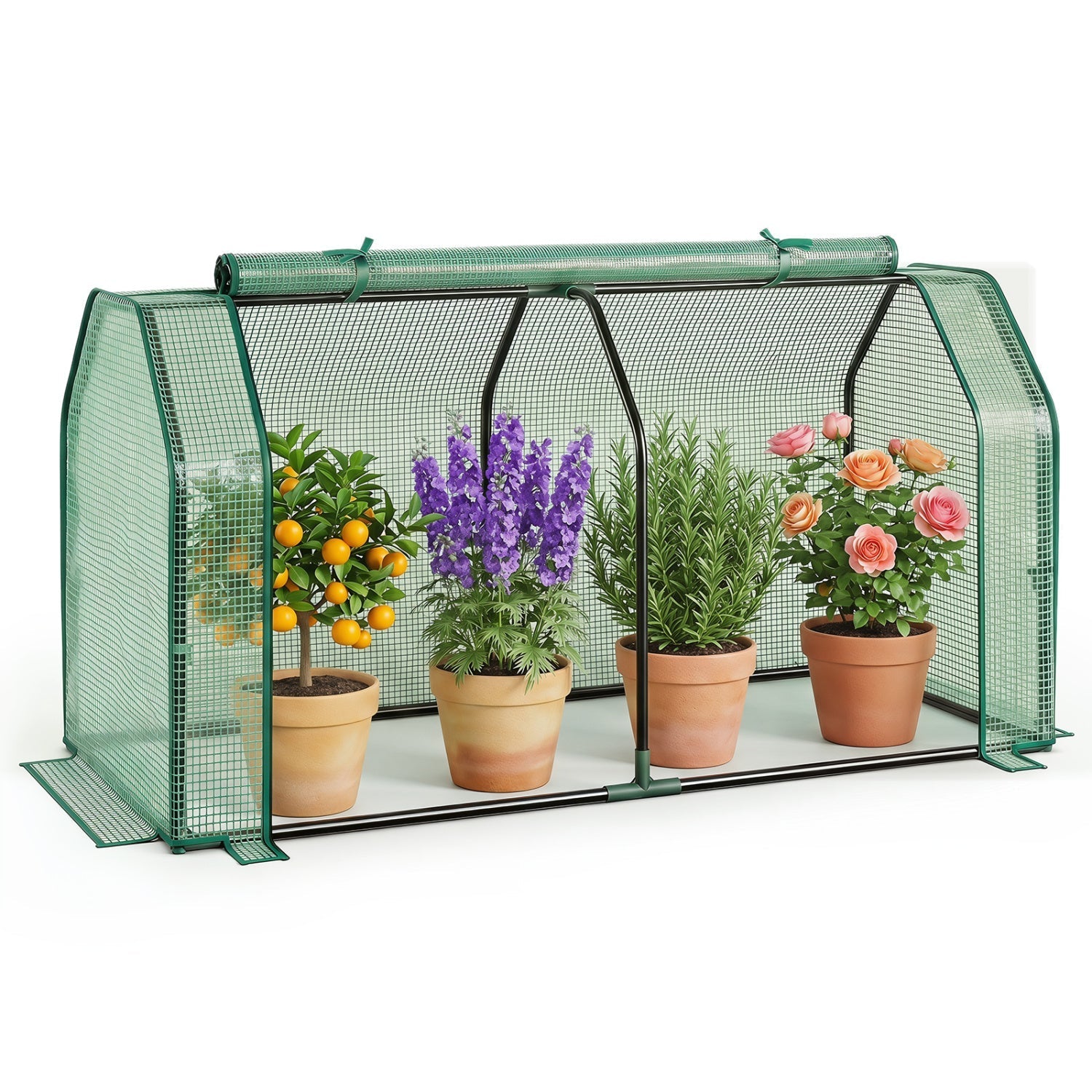 Portable Mini Greenhouse with PE Cover and Zippered Door
