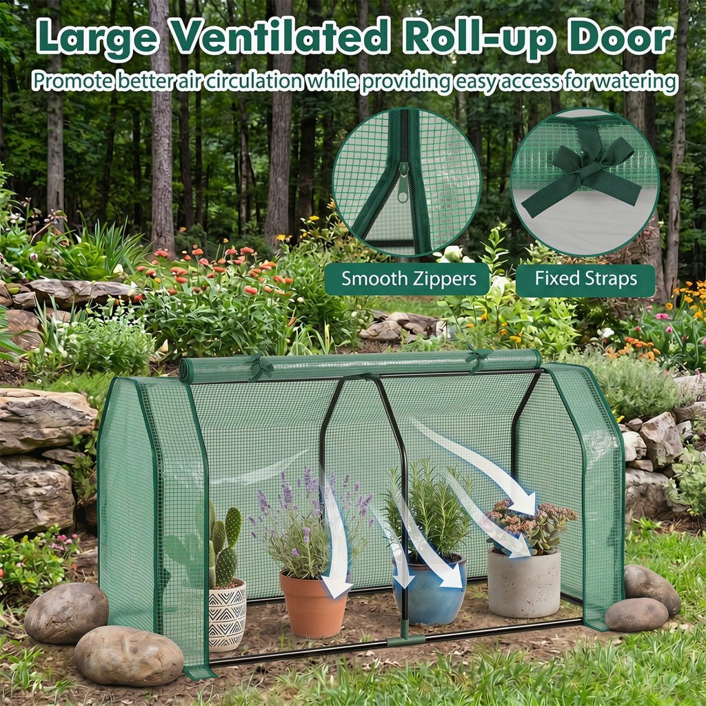 Portable Mini Greenhouse with PE Cover and Zippered Door