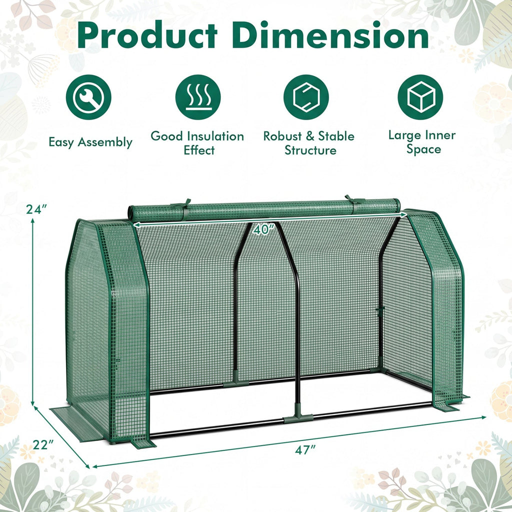 Portable Mini Greenhouse with PE Cover and Zippered Door
