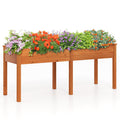 Fir Wood Outdoor Raised Garden Bed with Divider Panel and Drainage Holes