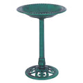 Outdoor Garden Green Pedestal Bird Bath Feeder - Color: Green
