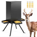 90LB Gravity Deer Feeder with 4 Feeding Trays and 4-Leg Stand-Black