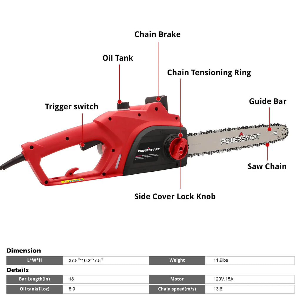 15Amp 18" Corded Chainsaw (Tool Only) PS8218