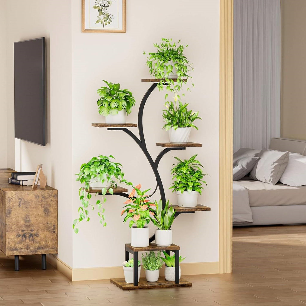 Modern 49-inch Tall Indoor Plant Stand Display Shelf with Grow Lights