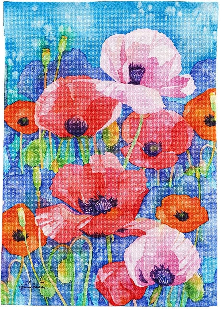 Painted Poppies Garden Flag 2 Sided Decorative