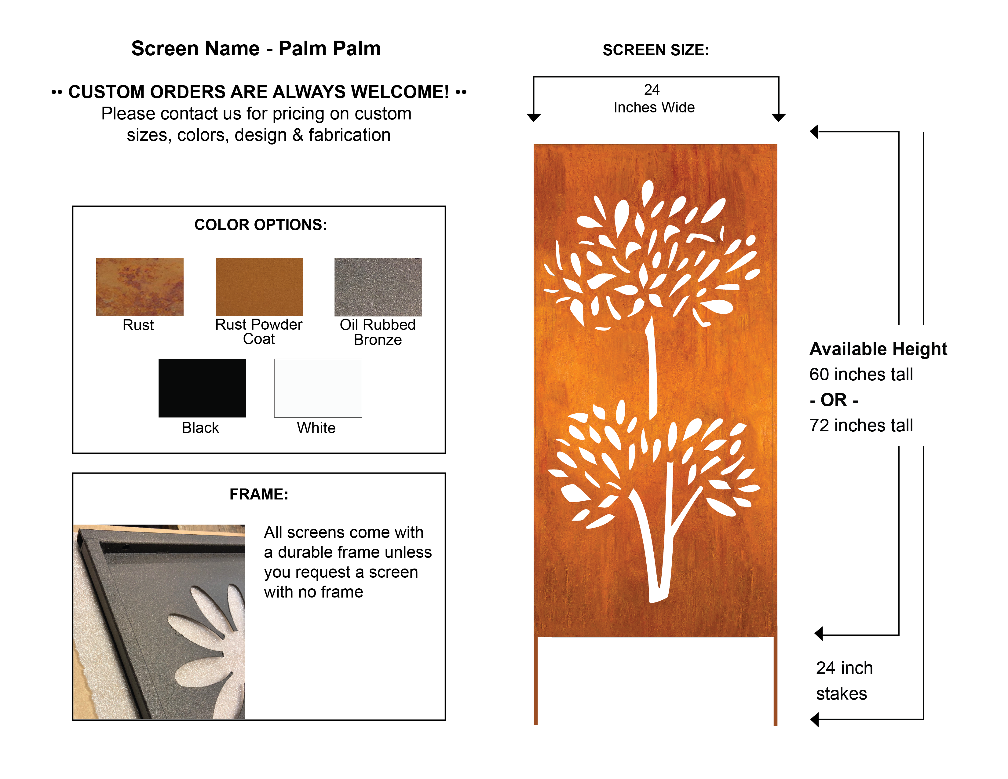 Large Outdoor Metal Privacy Screen Panels (60” & 72”) – Heavy-Duty Steel for Patio & Fence