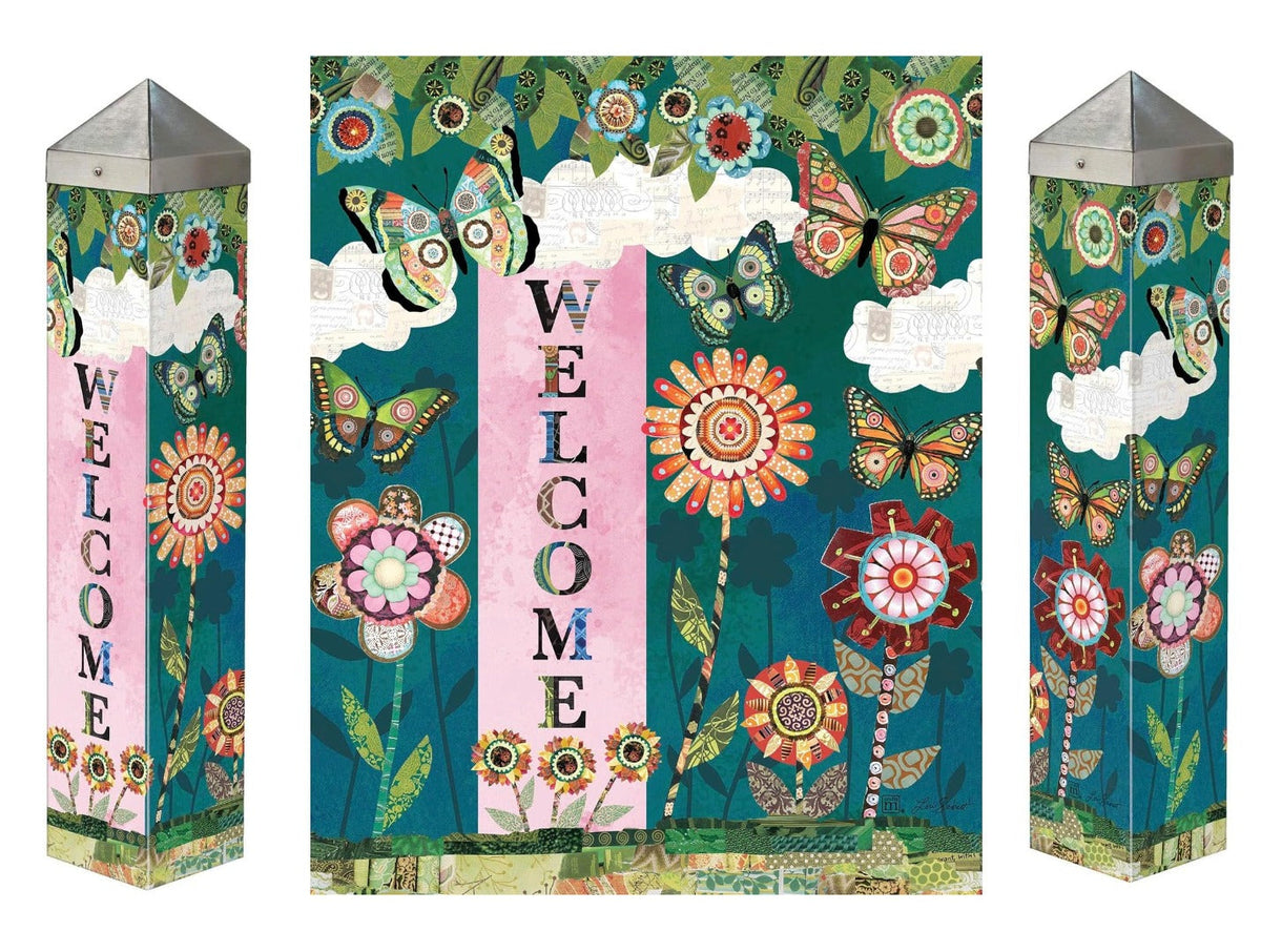 Patchwork Flutters Butterfly Art Pole 20 Inches