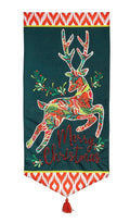 Patterned Reindeer 2 Sided Long Garden Flag