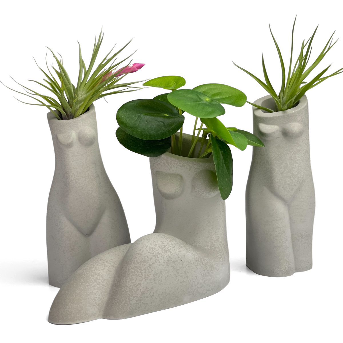 SET OF 3 AIR PLANT HOLDERS, Female Body Vase
