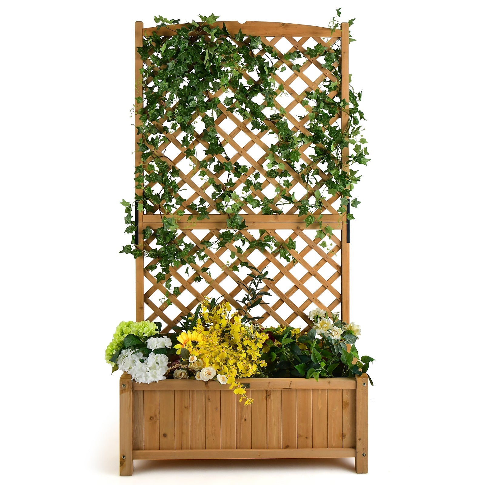 Planter Raised Bed with Trellis for Plant Flower Climbing-Orange
