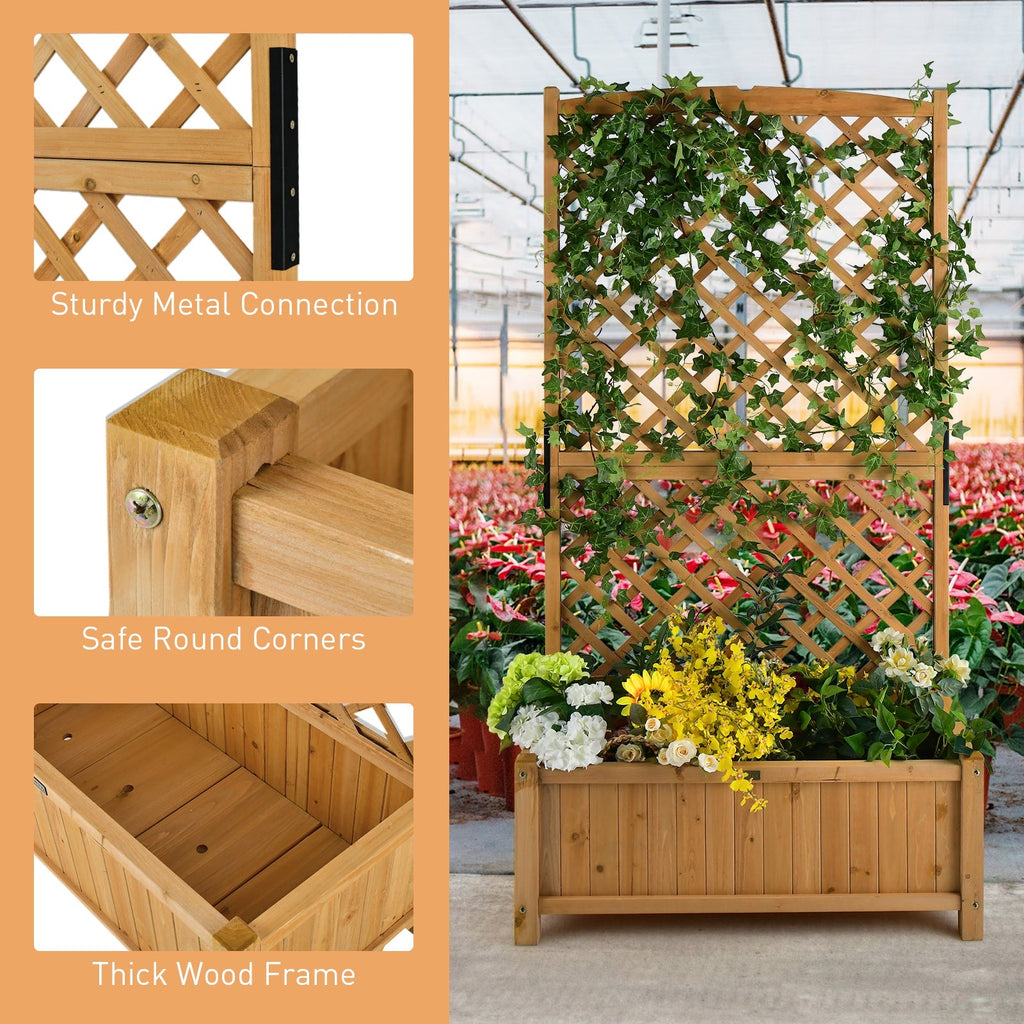 Planter Raised Bed with Trellis for Plant Flower Climbing-Orange