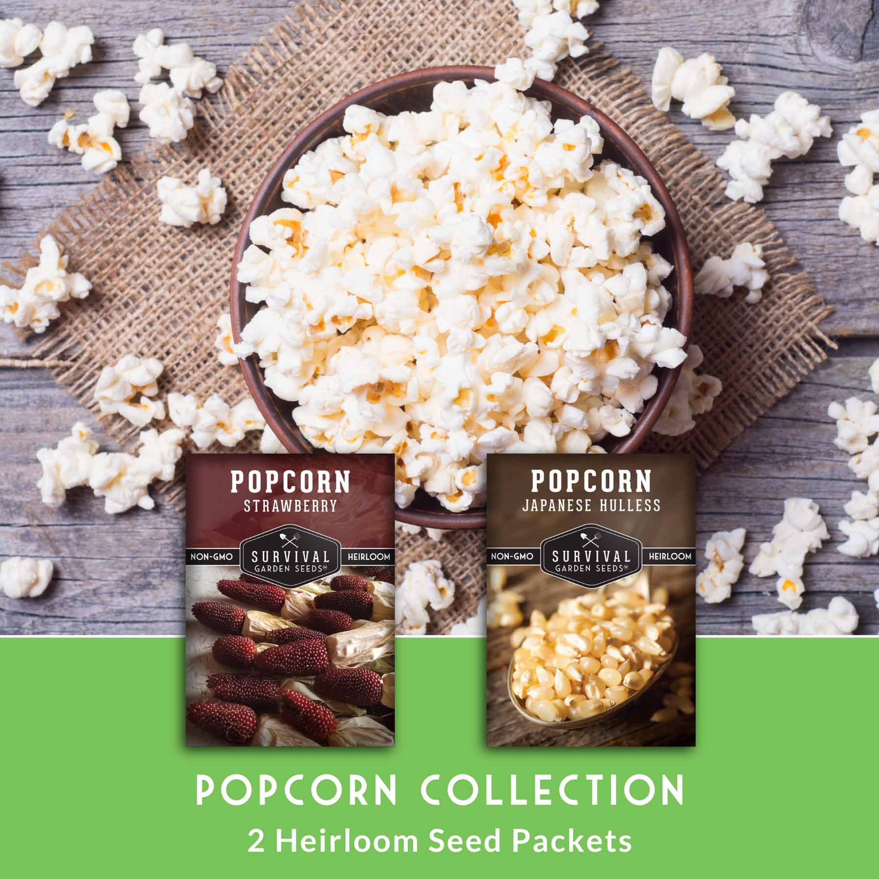 Popcorn Seed Collection – Strawberry & Japanese Hulless Popcorn Seeds for Home Gardens, Snacking, and Decorative Use